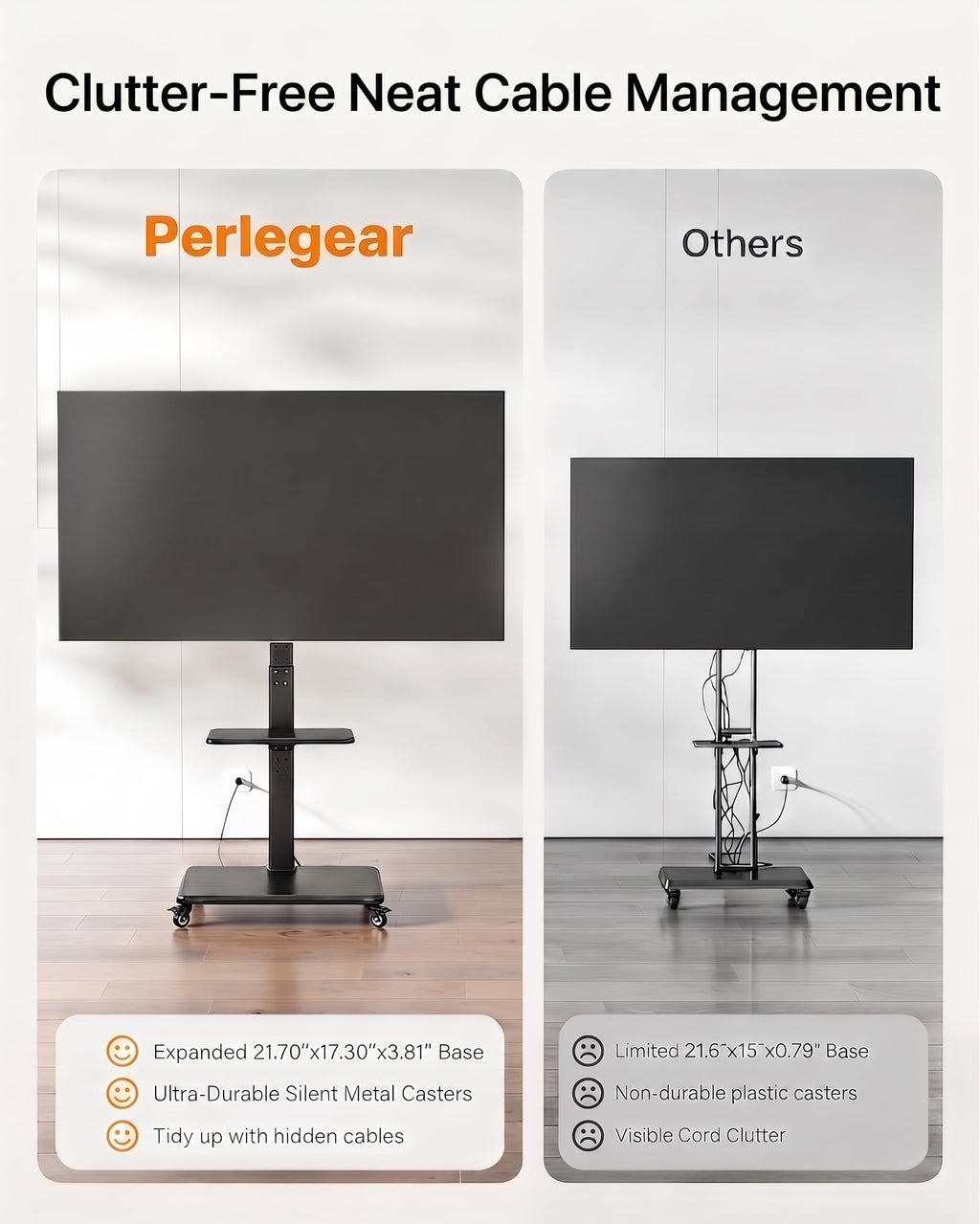 Tilt & Swivel Rolling TV Stand with Power Outlet Z108