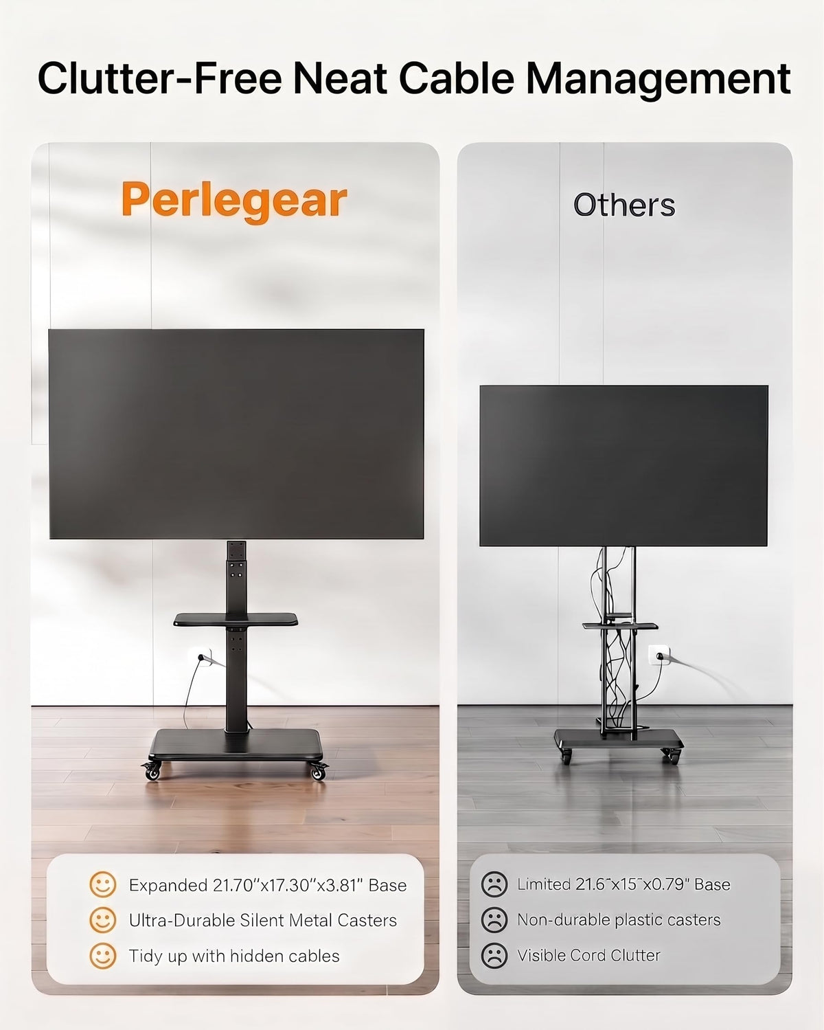 Tilt & Swivel Rolling TV Stand with Power Outlet Z108