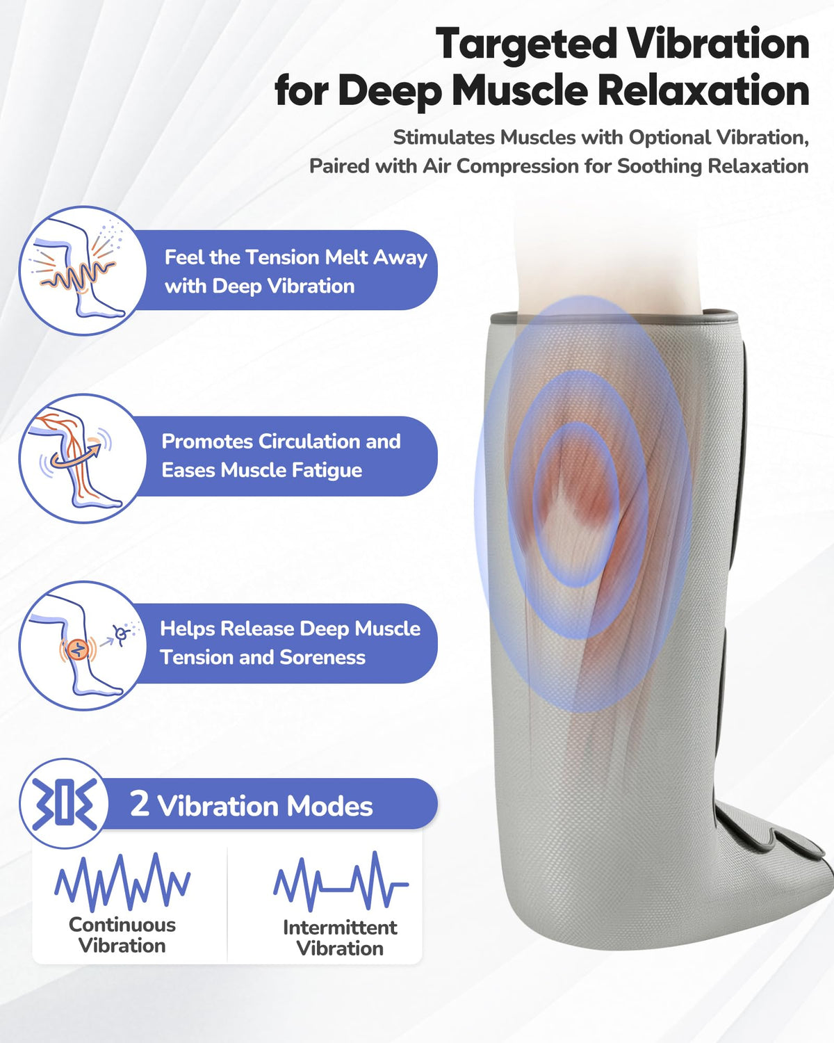 Air Compression Leg Massager with Heat, Foot and Calf Massager, 9 Intensity, 4 Modes, 3 Heating O5113