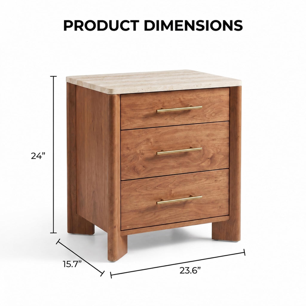 3 Drawer Marble Top Nightstand D976