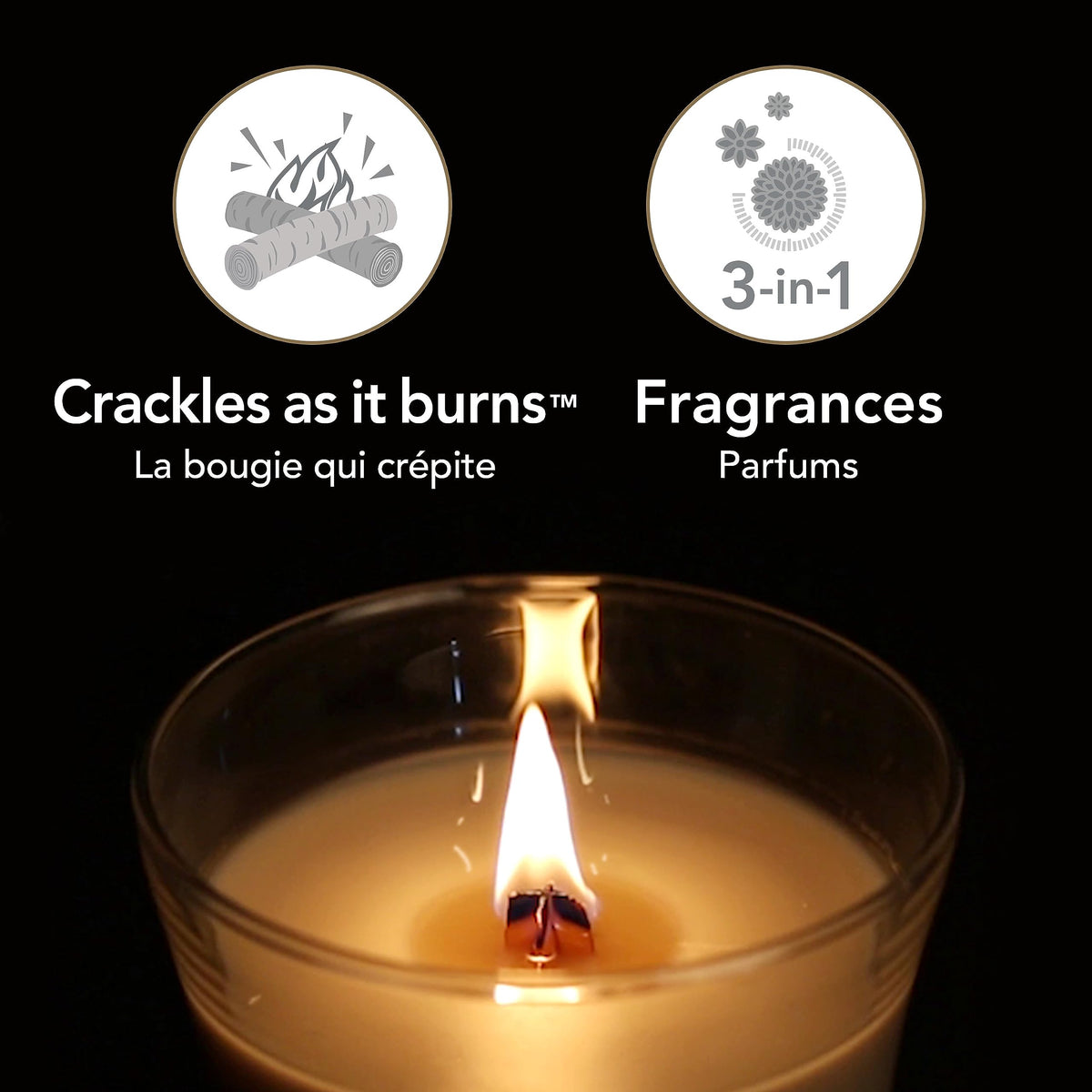 Scented Trilogy Candle with Crackling Wick T337539