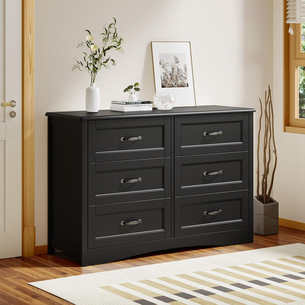 Black 6 Drawer Dresser P8033