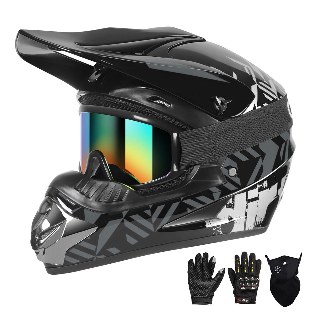 Certified Youth Kids Dirt Bike Motocross ATV Helmets 4Pcs Set Z1275