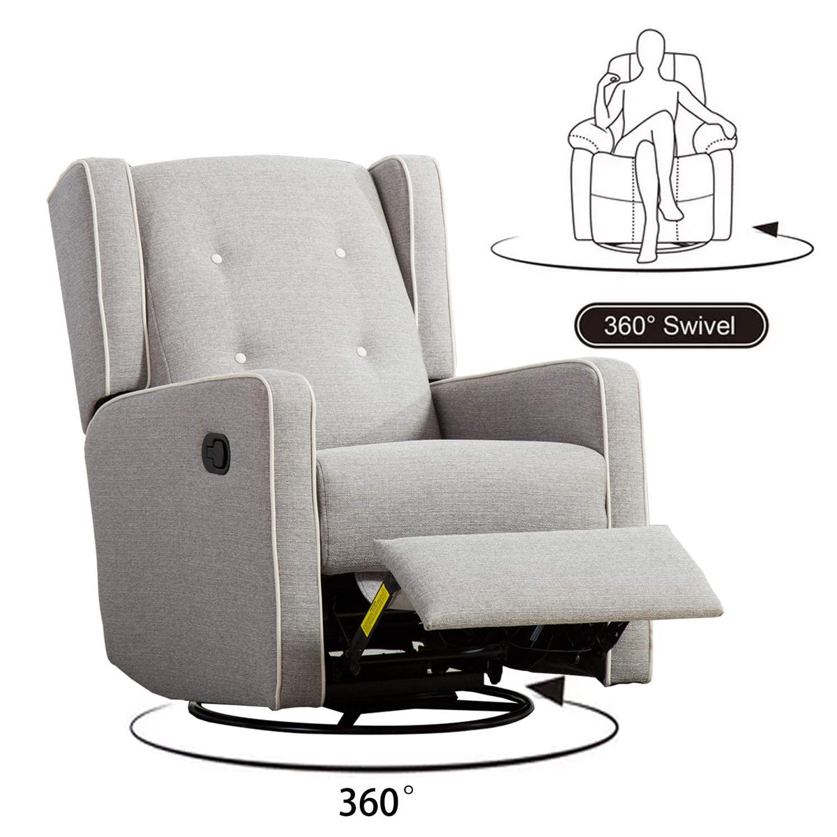 Grey Swivel Rocker Recliner Chair N5241