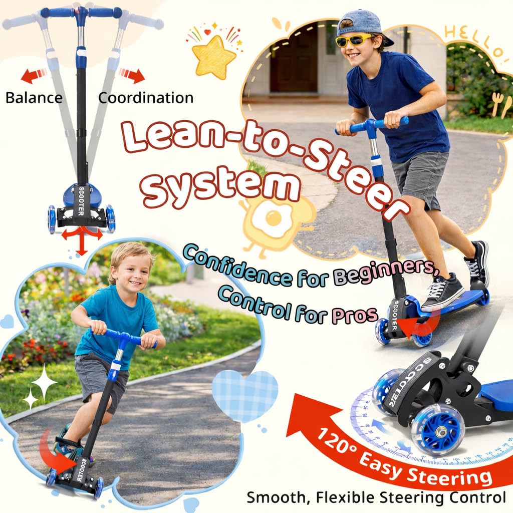 Three Wheeled Light Up Foldable Kick Scooter H53416