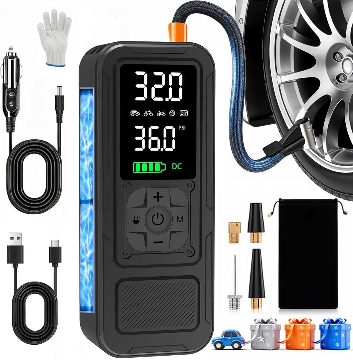 Portable Air Compressor 6000mAh 150PSI Tire Inflator Y4951