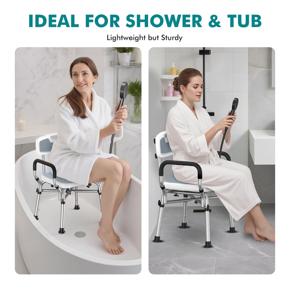 Shower Chair with Removable Arms and Back K1667
