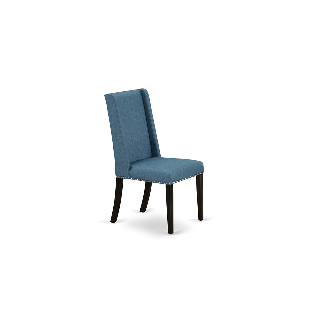 3 Piece Dining Table Set with 2 Blue Linen Fabric Chairs Q60237