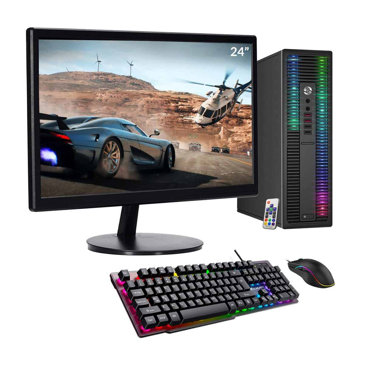 Custom Built RGB Lights PC with 24 Inch Monitor Intel Core i5 16GB RAM 512GB SSD Q992423