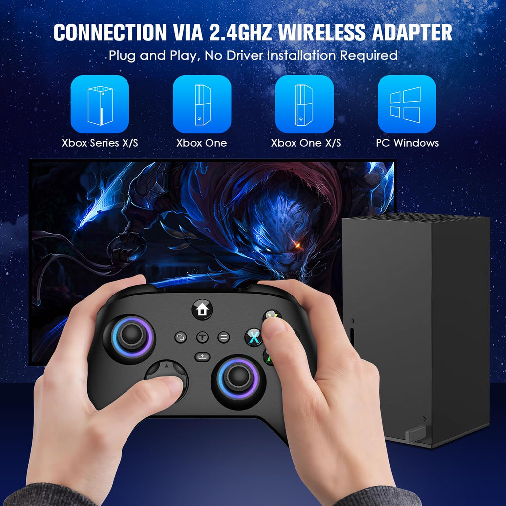 Wireless Controller with Hall Effect Joysticks, RGB Light, Dual Vibration, TURBO F1183