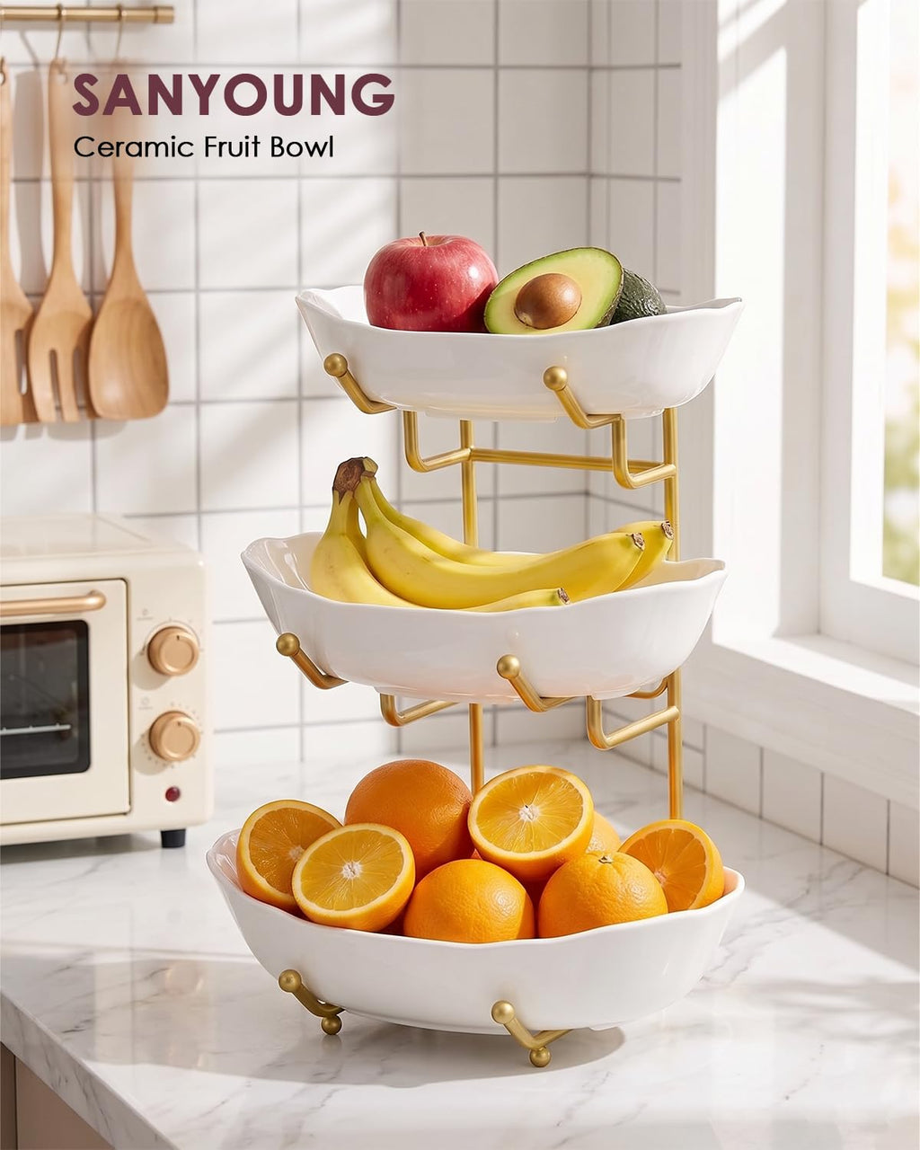 3 Tier Ceramic Fruit Bowl with Stand X670527