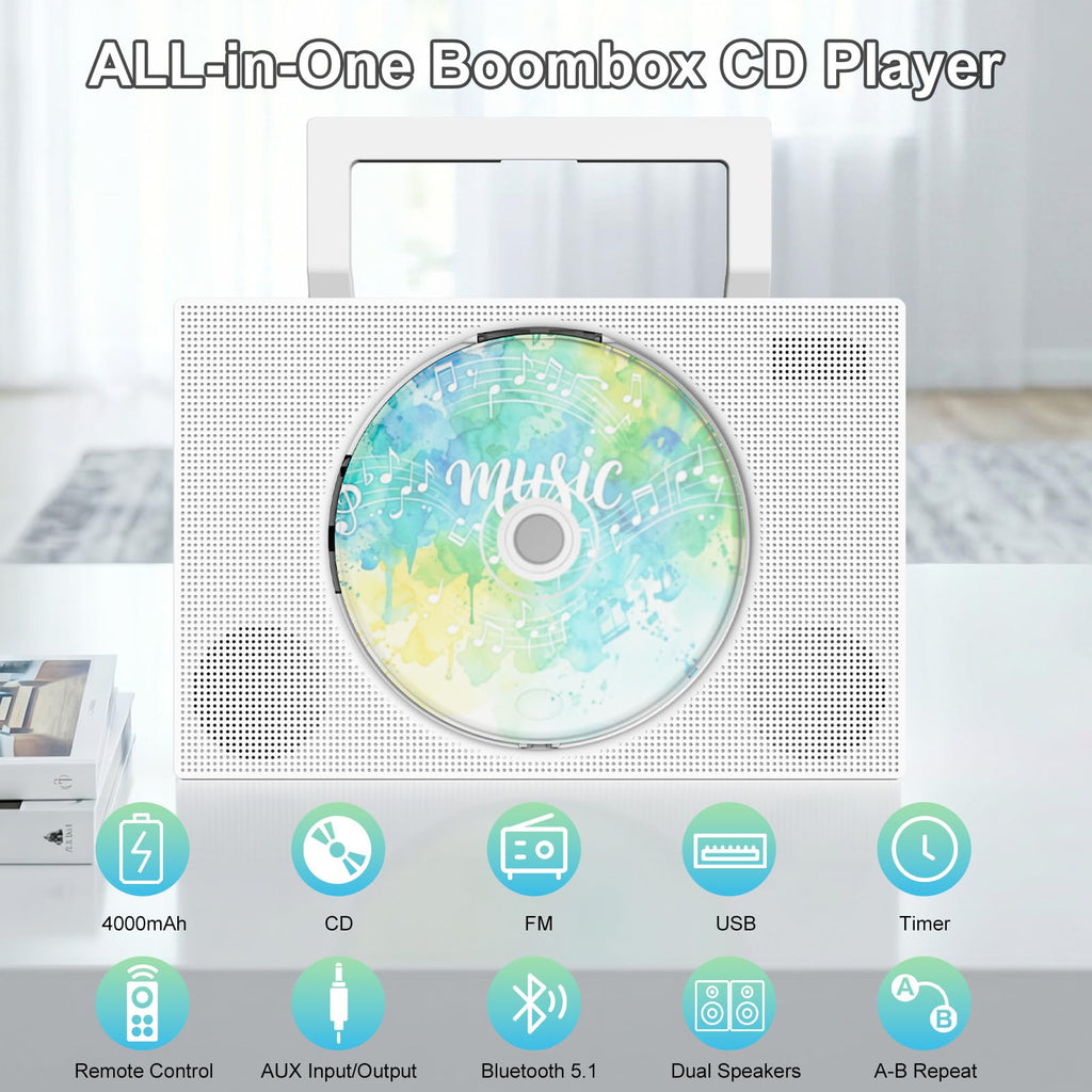 Portable CD Player with Bluetooth & Speakers N11565