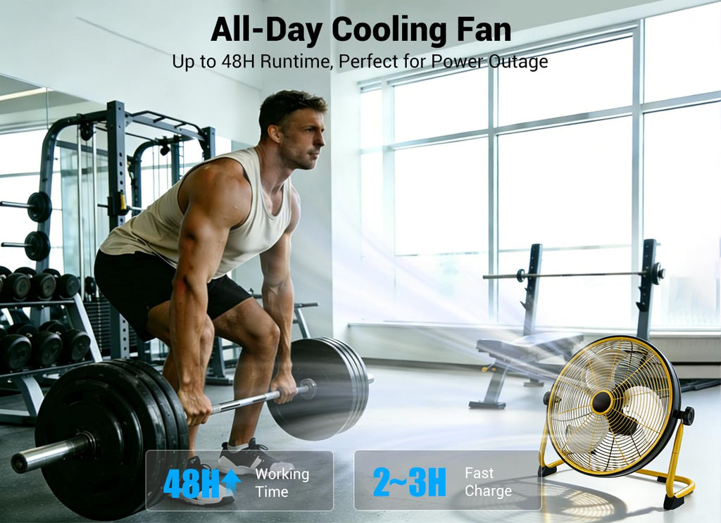 20" Portable Battery Operated Metal Floor Fan Y9847