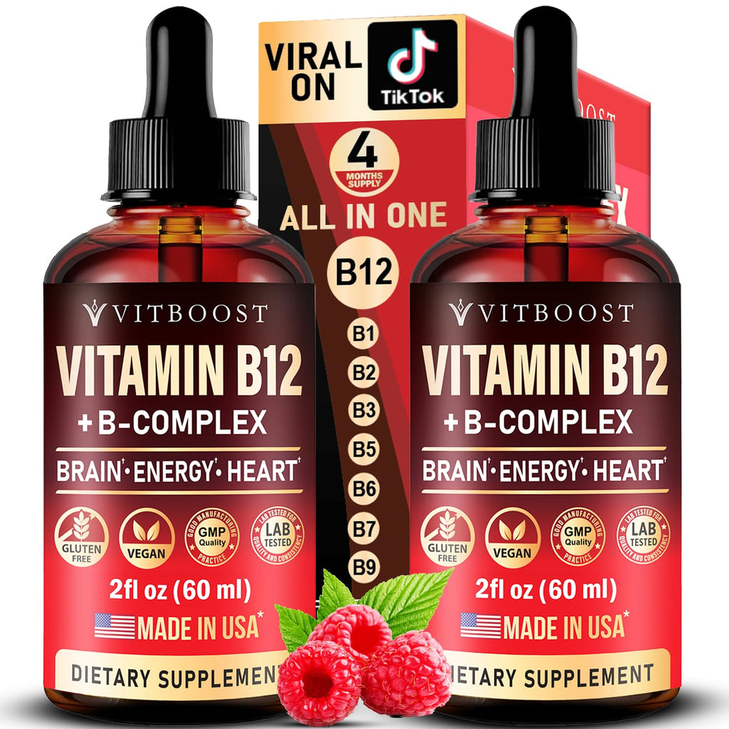 Vitamin B12 with B Complex 20000 mcg Vegan Raspberry Liquid Drops 2PK Y401