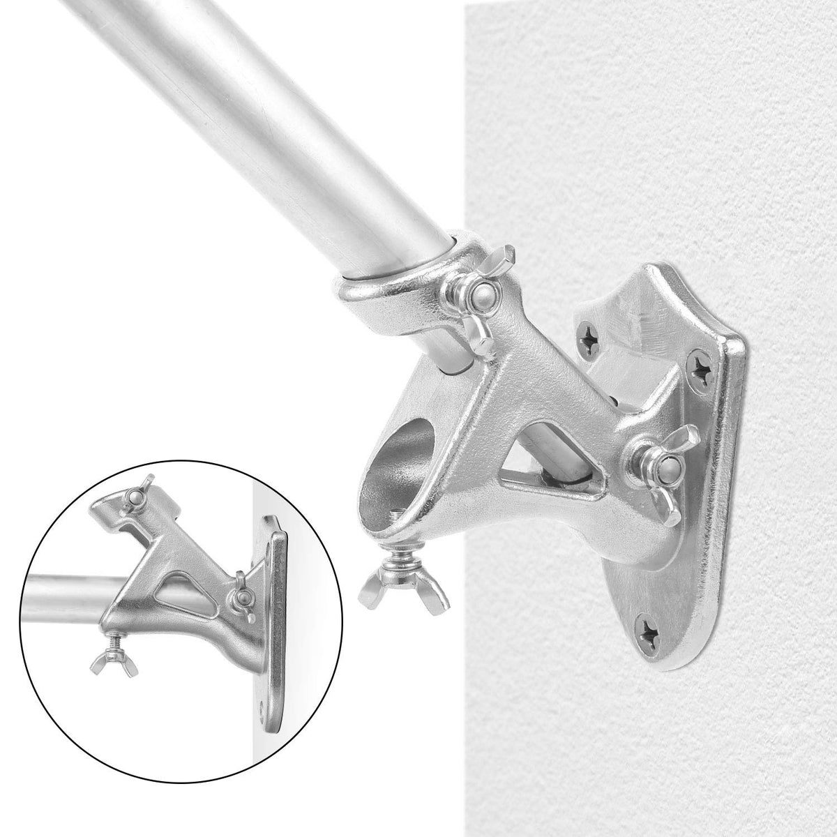 Stainless Steel Heavy Duty Flag Pole Holder Wall Mount Bracket 2 Positions L4079