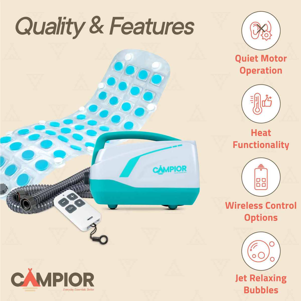 Bath Massager Mat with Adjustable Bubbles and Remote Control I17849