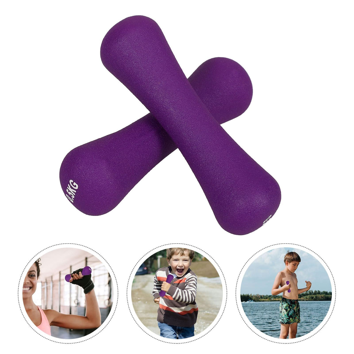 2pcs 0.5kg Purple Neoprene Coated Bone Shaped Dumbbells K480617