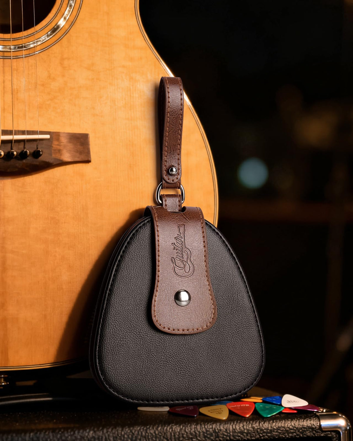 Guitar Picks Holder PU Leather Bag E30825
