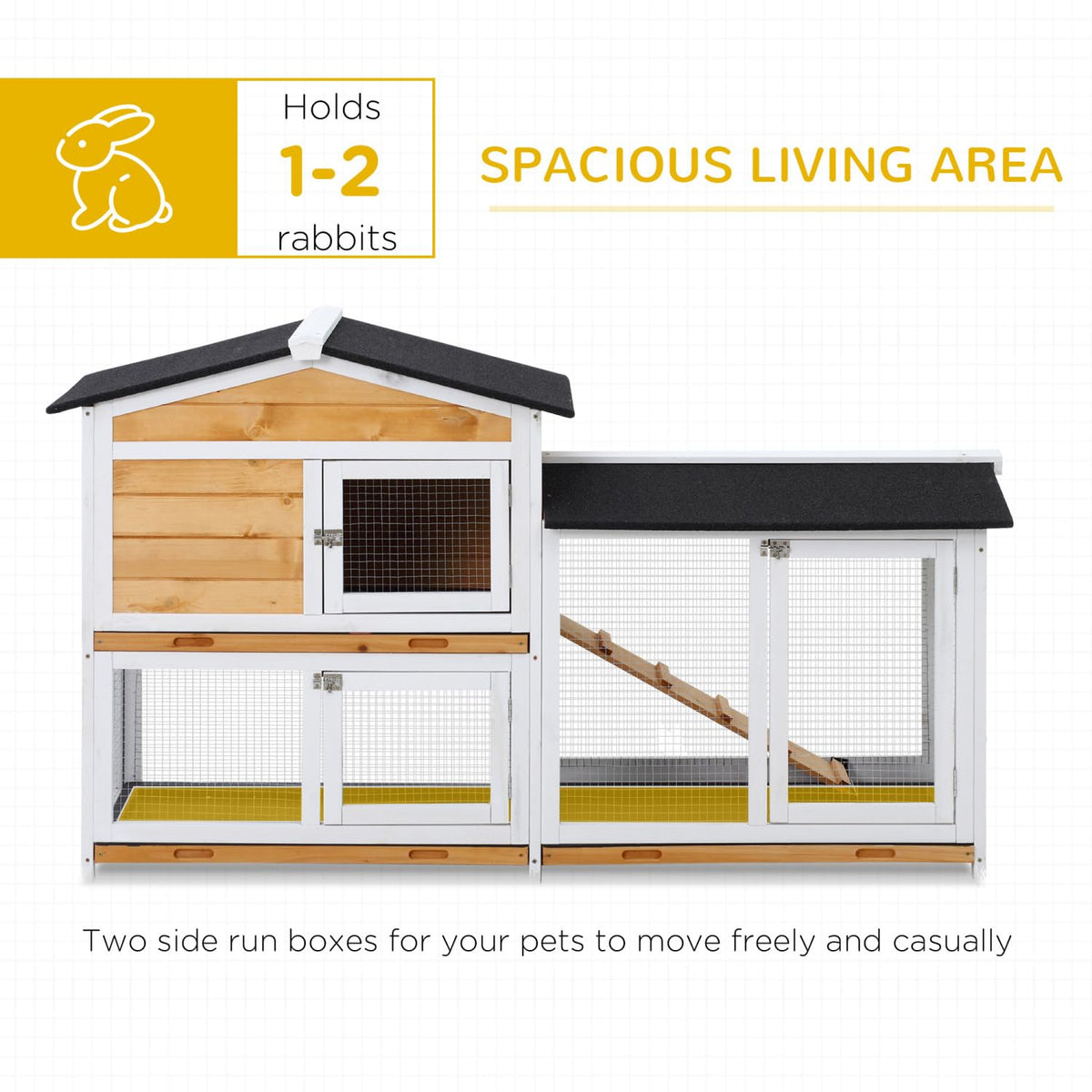 2-Story Wooden Rabbit Hutch with Ramp T7799