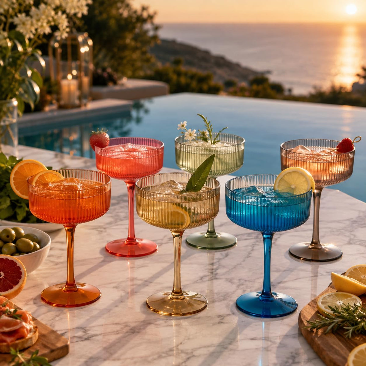 Ribbed Acrylic Martini Glasses Set of 6 T69127