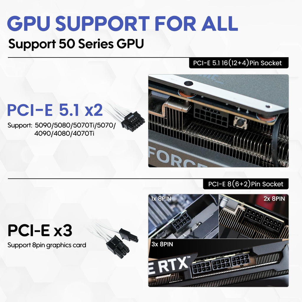 1000W White Power Supply M8018