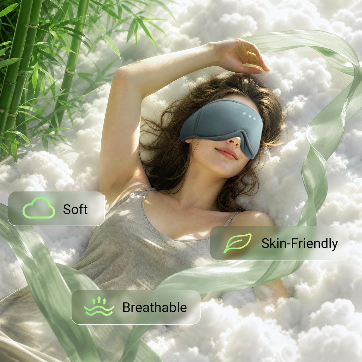 Bamboo Cotton Sleep Mask with Bluetooth Headphones T780737