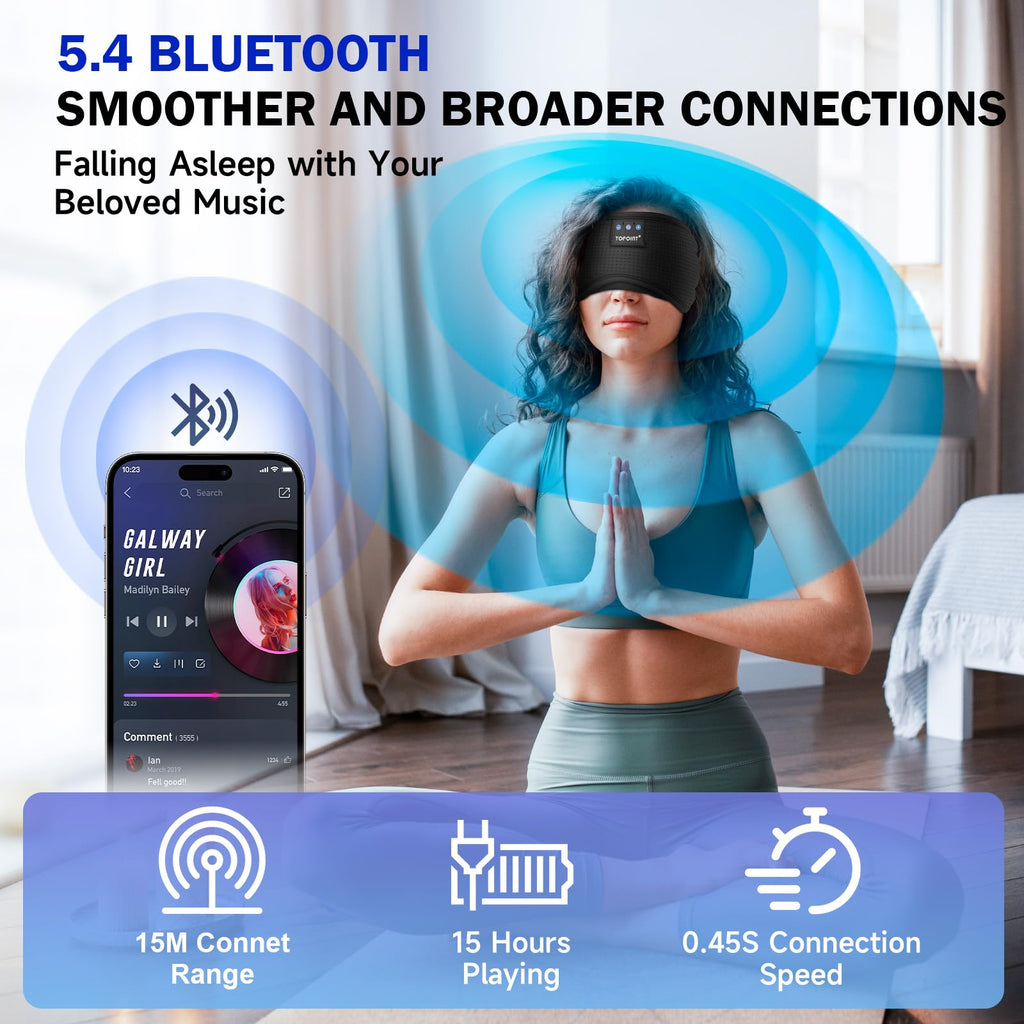 Cotton Sleep Mask Headphones Bluetooth Wireless with Microphone G41615