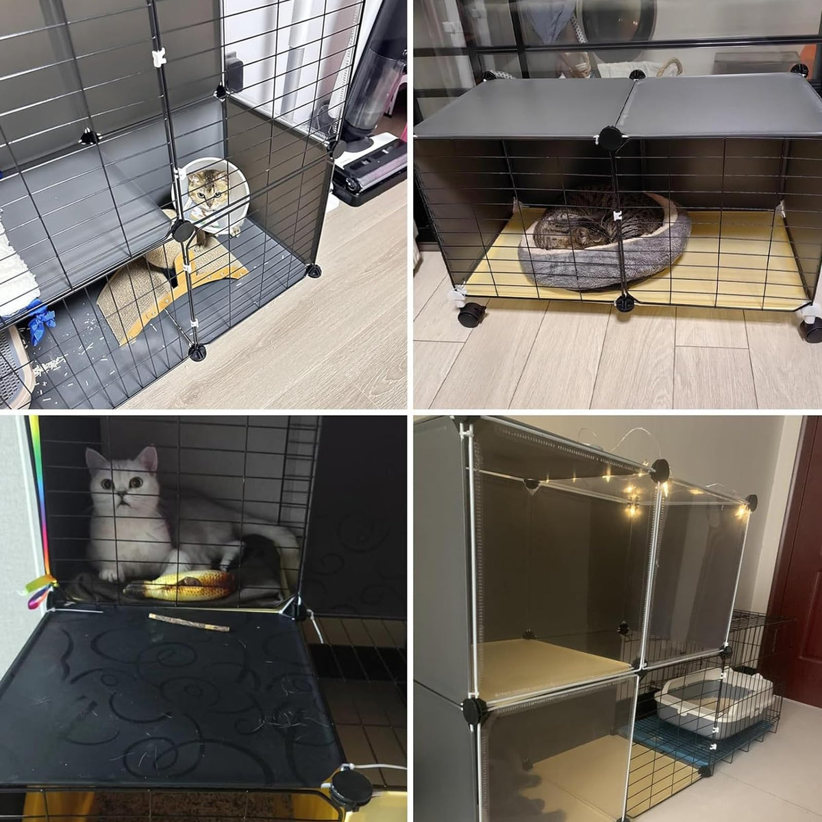 3 Tier Metal Cat Cage with Hammock and 4 Wheels C187