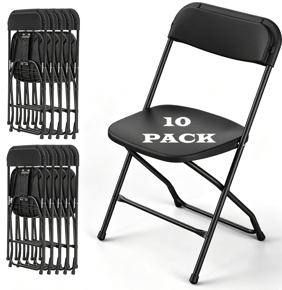 Black Plastic Folding Chairs T89387