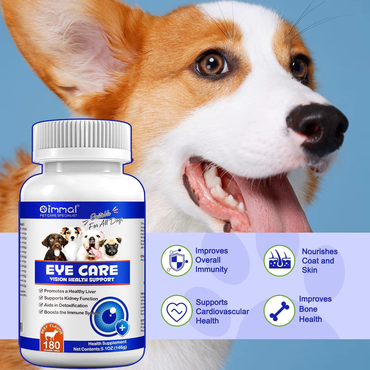 Omega 3 DHA Dog Eye Health Supplements, 180 Count O322