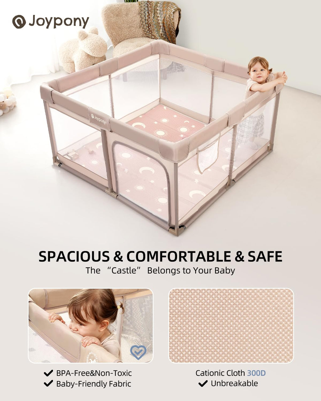 Baby Playpen with Mat 50x50 in Beige S64858