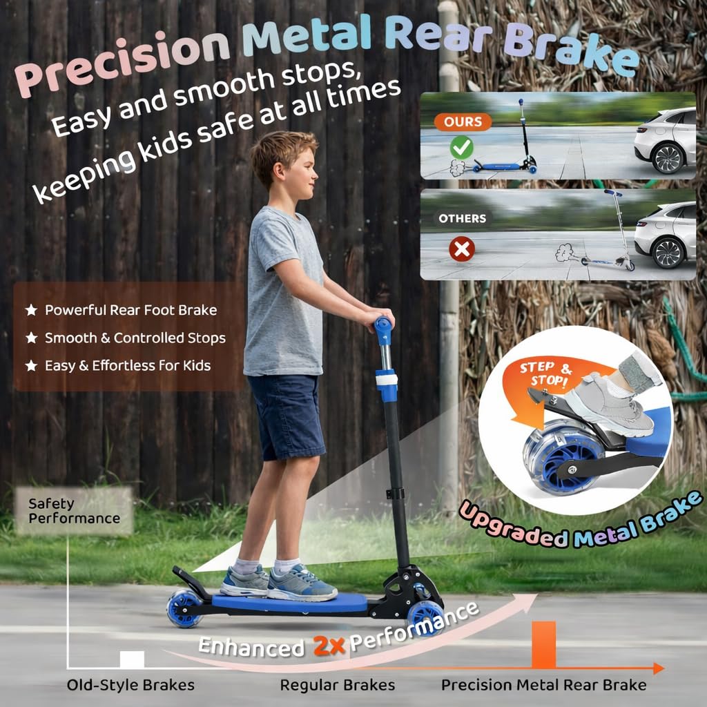 Three Wheeled Light Up Foldable Kick Scooter H53416