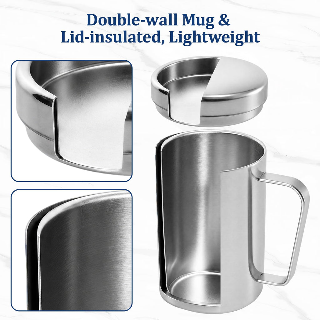 17oz Double Wall Stainless Steel Insulated Camping Mug with Lid A970