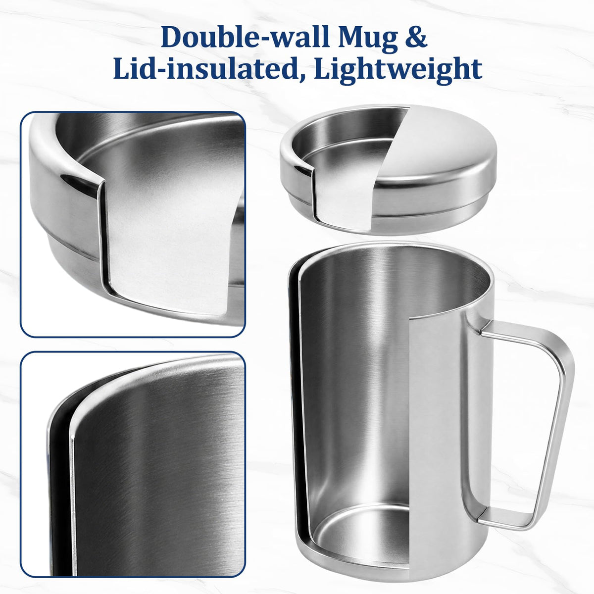 17oz Double Wall Stainless Steel Insulated Camping Mug with Lid A970