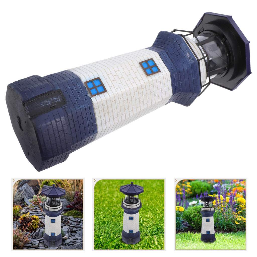 Solar Rotating Lighthouse Light Outdoor Waterproof Garden Decor Z174565
