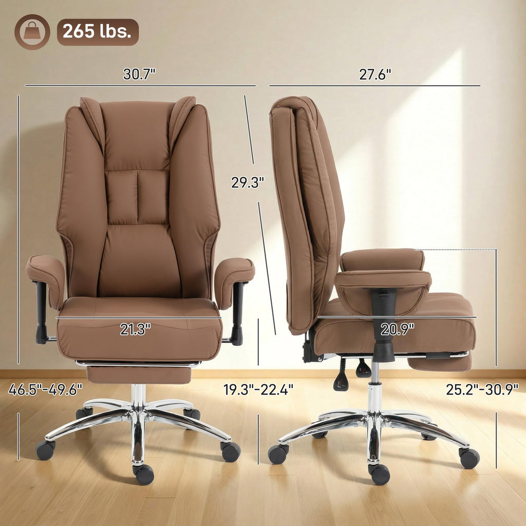 Brown Ergonomic Reclining Office Chair with Footrest P36989