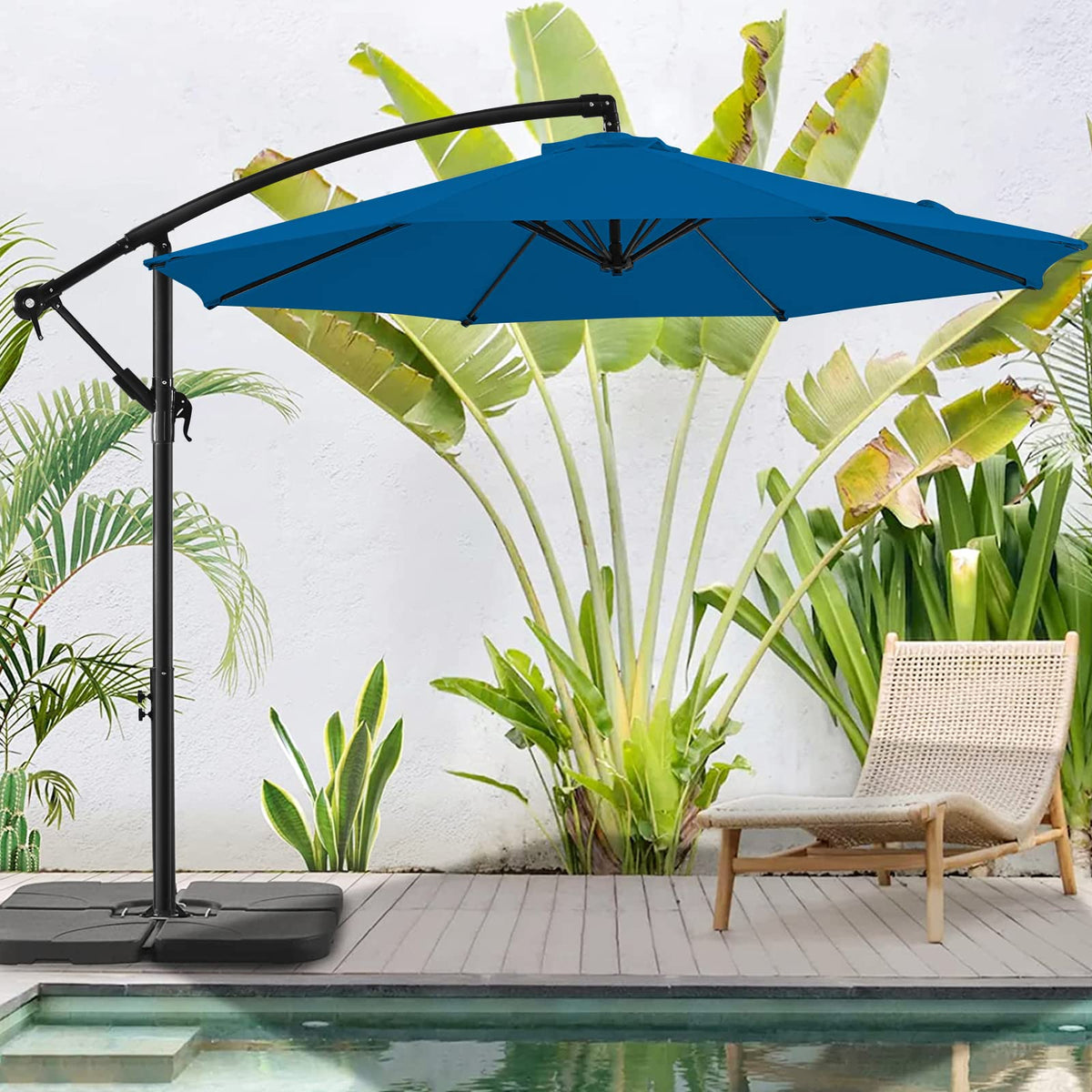 10 FT Patio Offset Umbrella with Infinite Tilt, Crank & Cross Base V506107