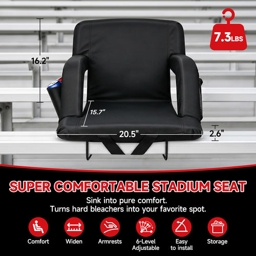 2 Pack Folding Stadium Seats with Back Support and Cushion G20100