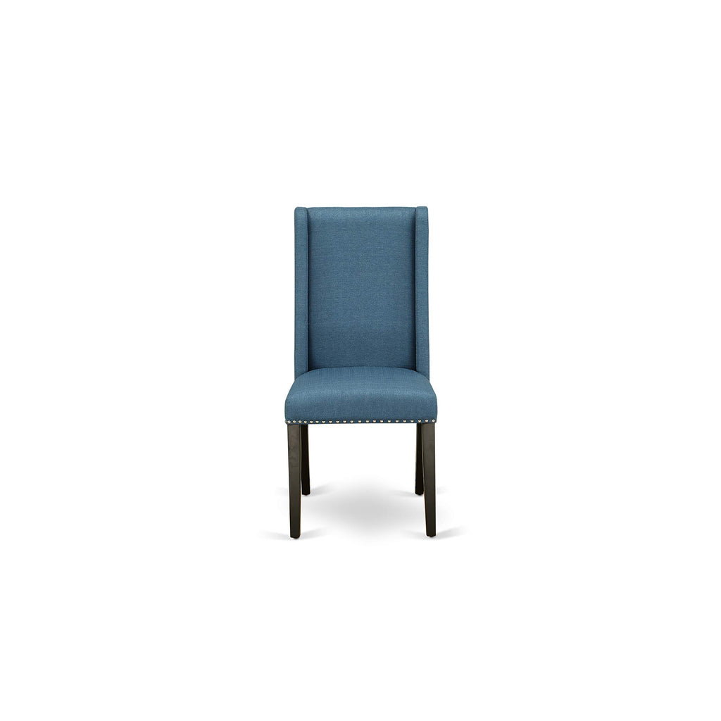 3 Piece Dining Table Set with 2 Blue Linen Fabric Chairs Q60237