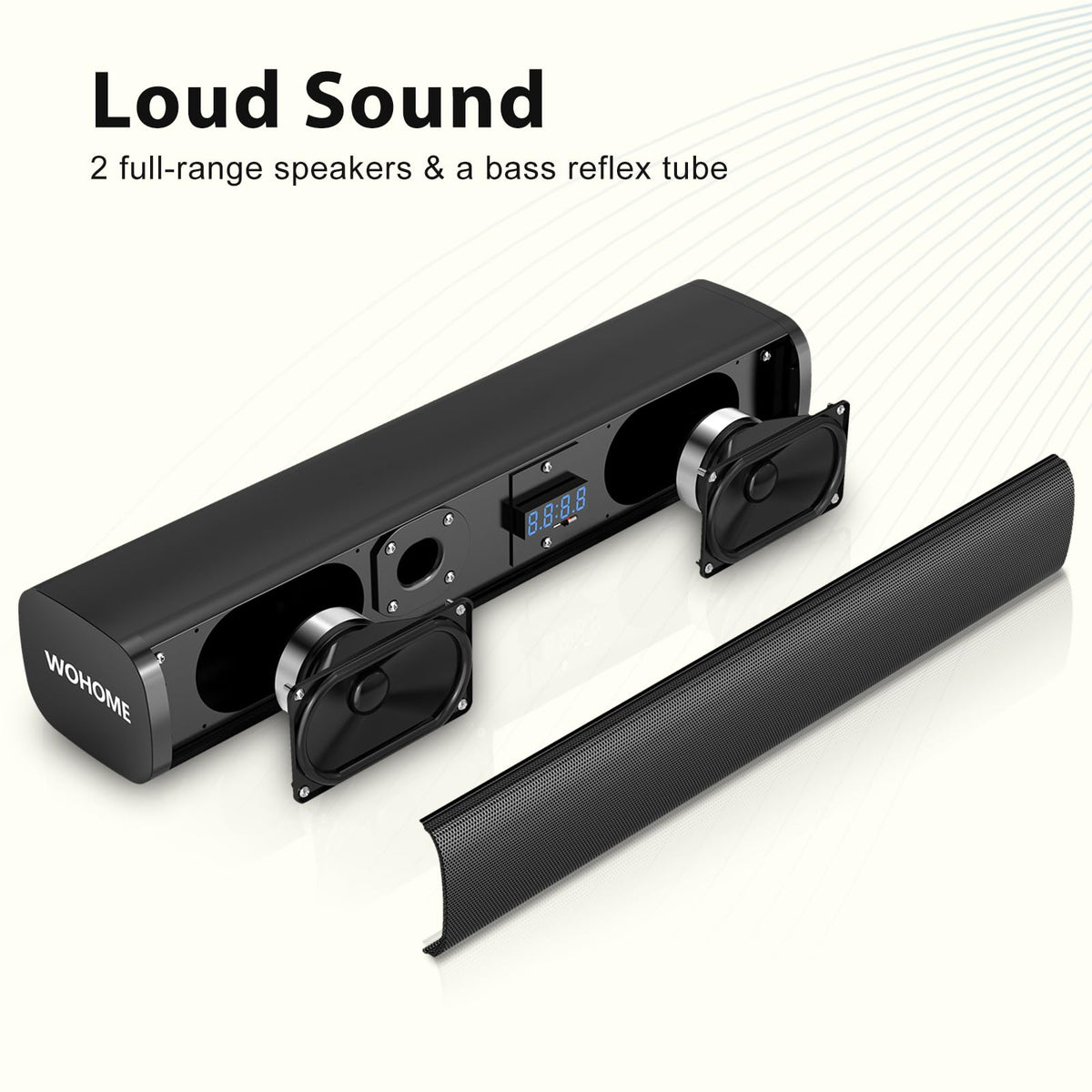 Black 2.1 CH Sound Bar with Wired Subwoofer T84133