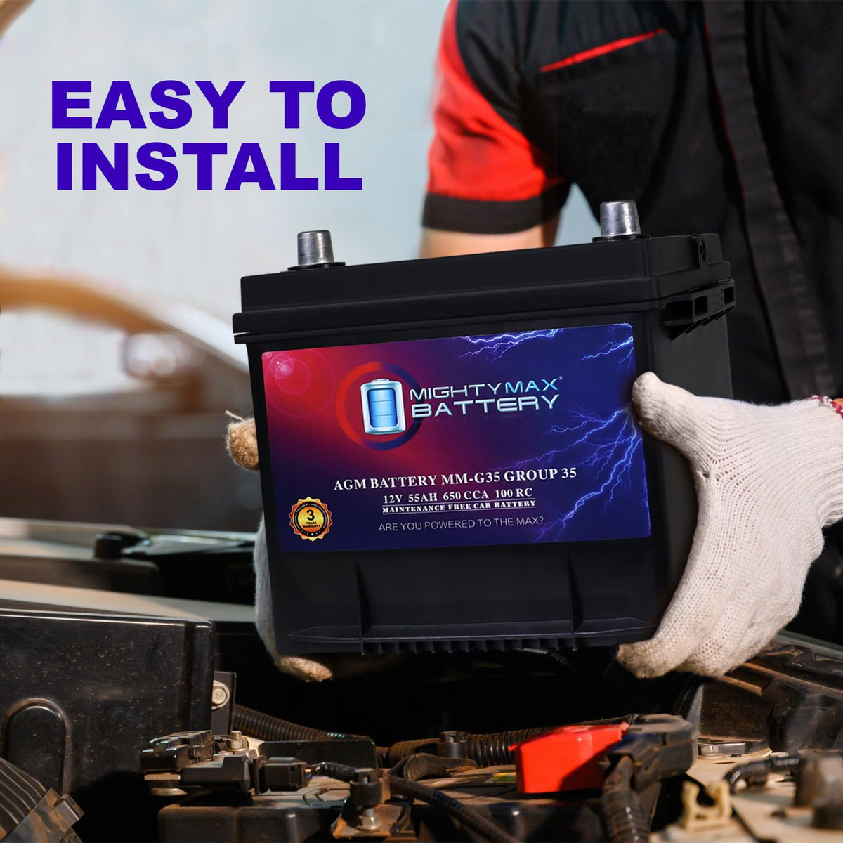 12V 55Ah AGM 650 CCA Battery B1468