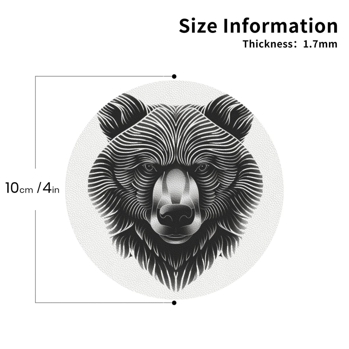 Black and White Bear Head Leather Coasters Set of 4 J928