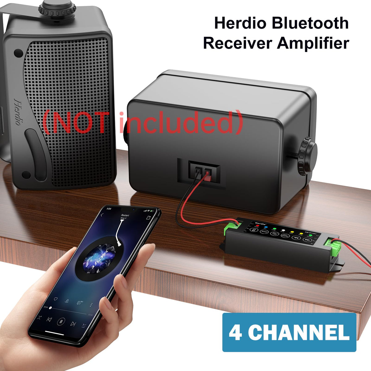 4-Channel Bluetooth Amplifier 200W with Power Supply O1601
