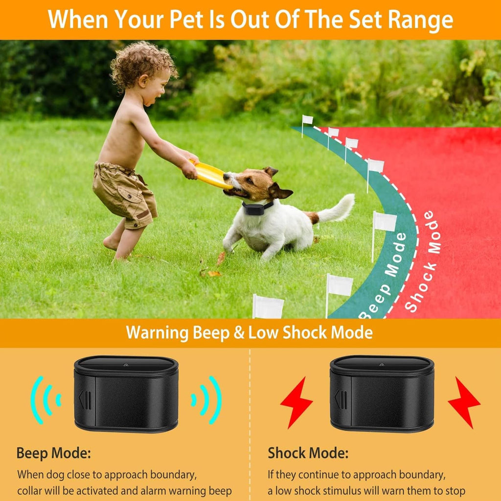 Electric Dog Fence, In-Ground Pet Containment System, Waterproof Training Collar E20136