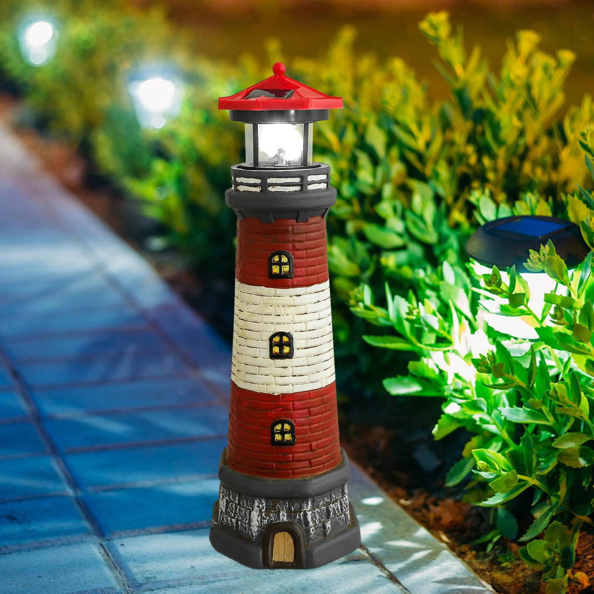 Solar Lighthouse Statue with Solar Light Waterproof Outdoor Decor B3050