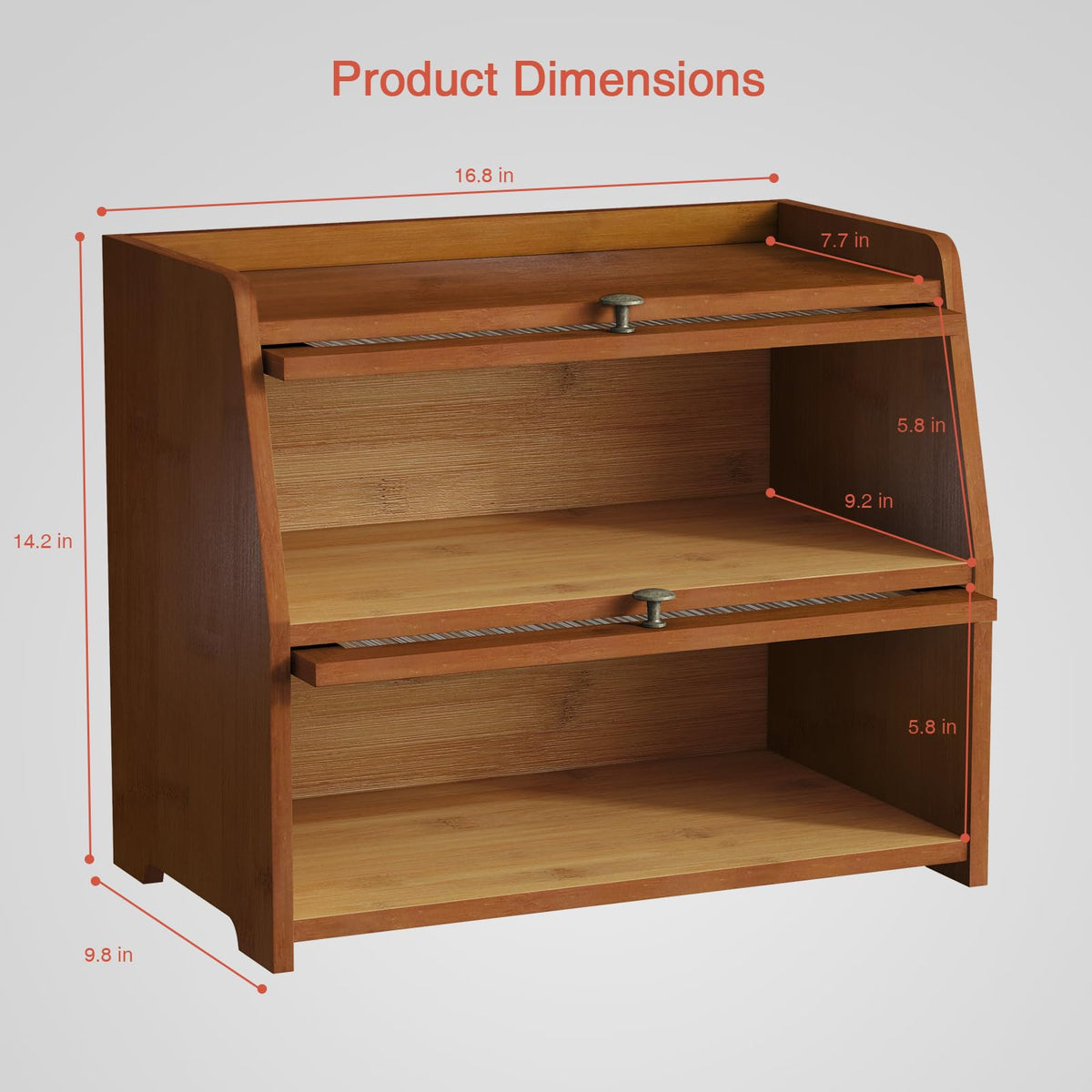 Wooden 2 Tier Roll Top Bread Box M9747
