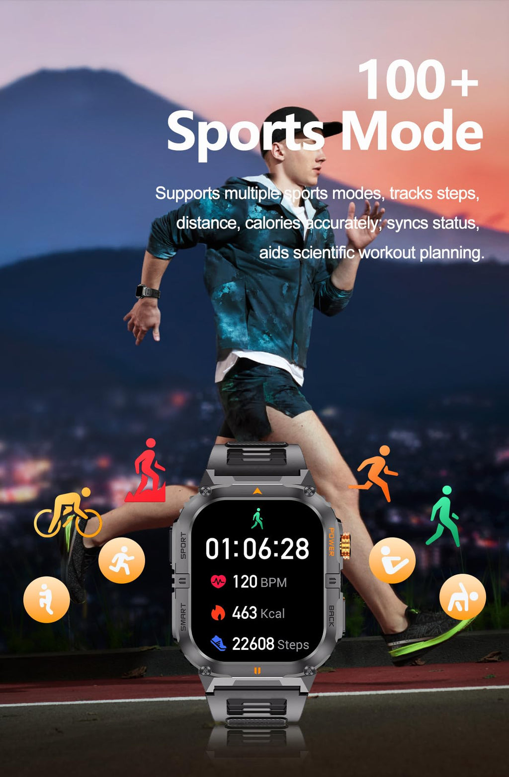 Military Smart Watch with Bluetooth Calling, Heart Rate Monitor, Sleep Tracking, Camouflage Green Q78350