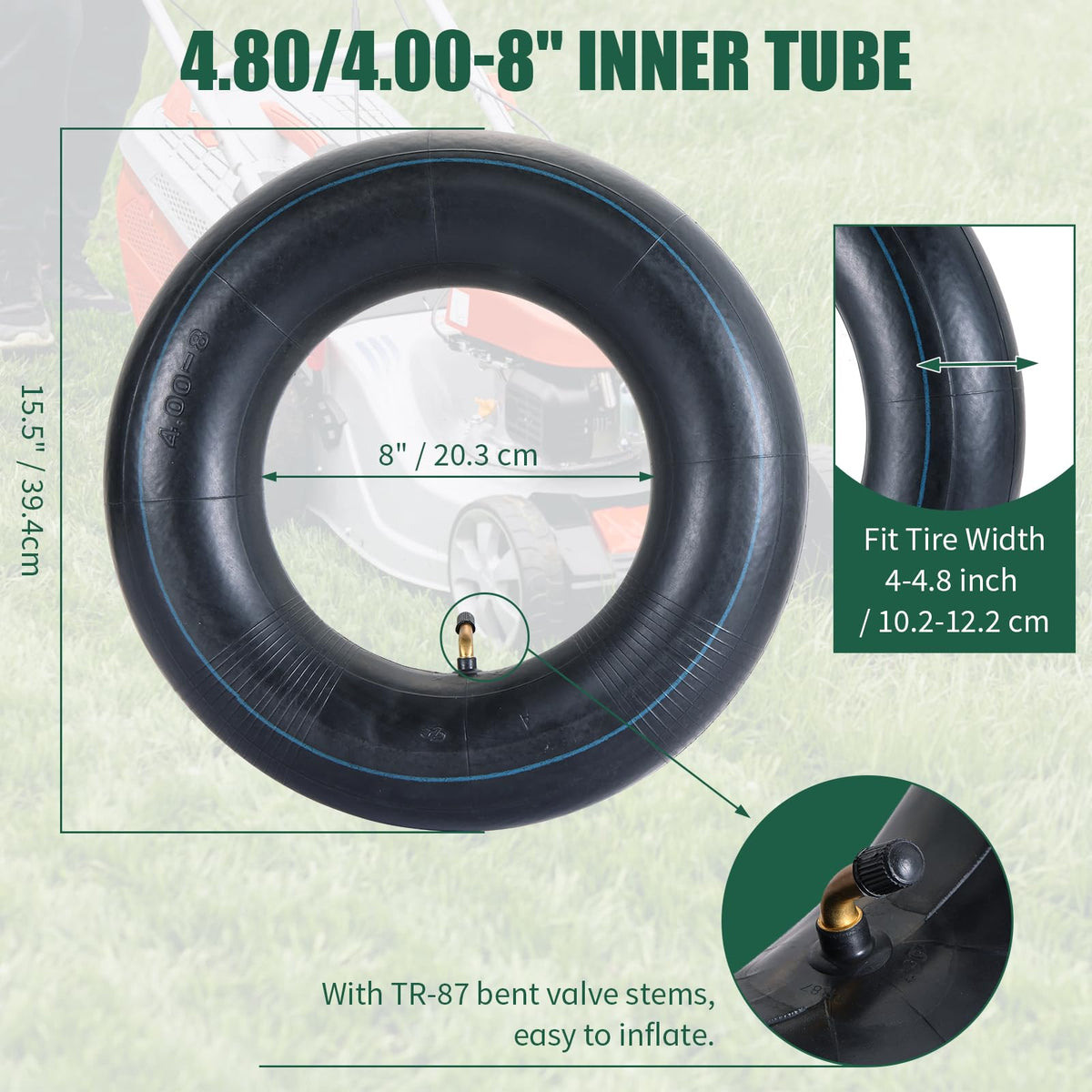 2Pcs 4.80/4.00-8 Inner Tubes with TR-87 Valve Stem L361