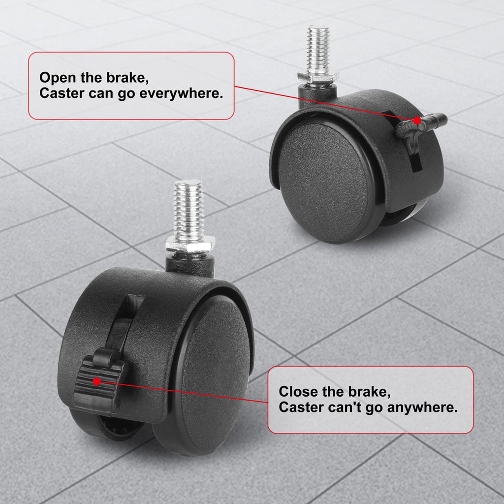 1.5 Inch Swivel Stem Caster Wheels with Locking Brake 4 Pack Q952879