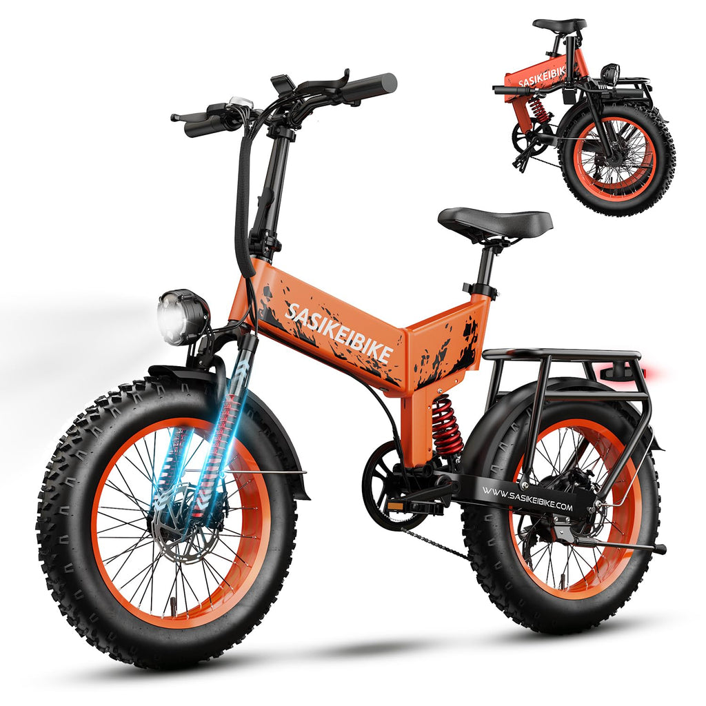 Foldable Electric Bike 1500W 52V 20AH 20" Fat Tire Full Suspension E139482
